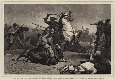 La guerre en Orient, combat entre cosaques et bachi-bouzouks près du village de Haidar Keui, 16 juillet - John Charlton